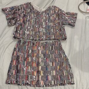 Storia Multicolor Sequin Mini Skirt